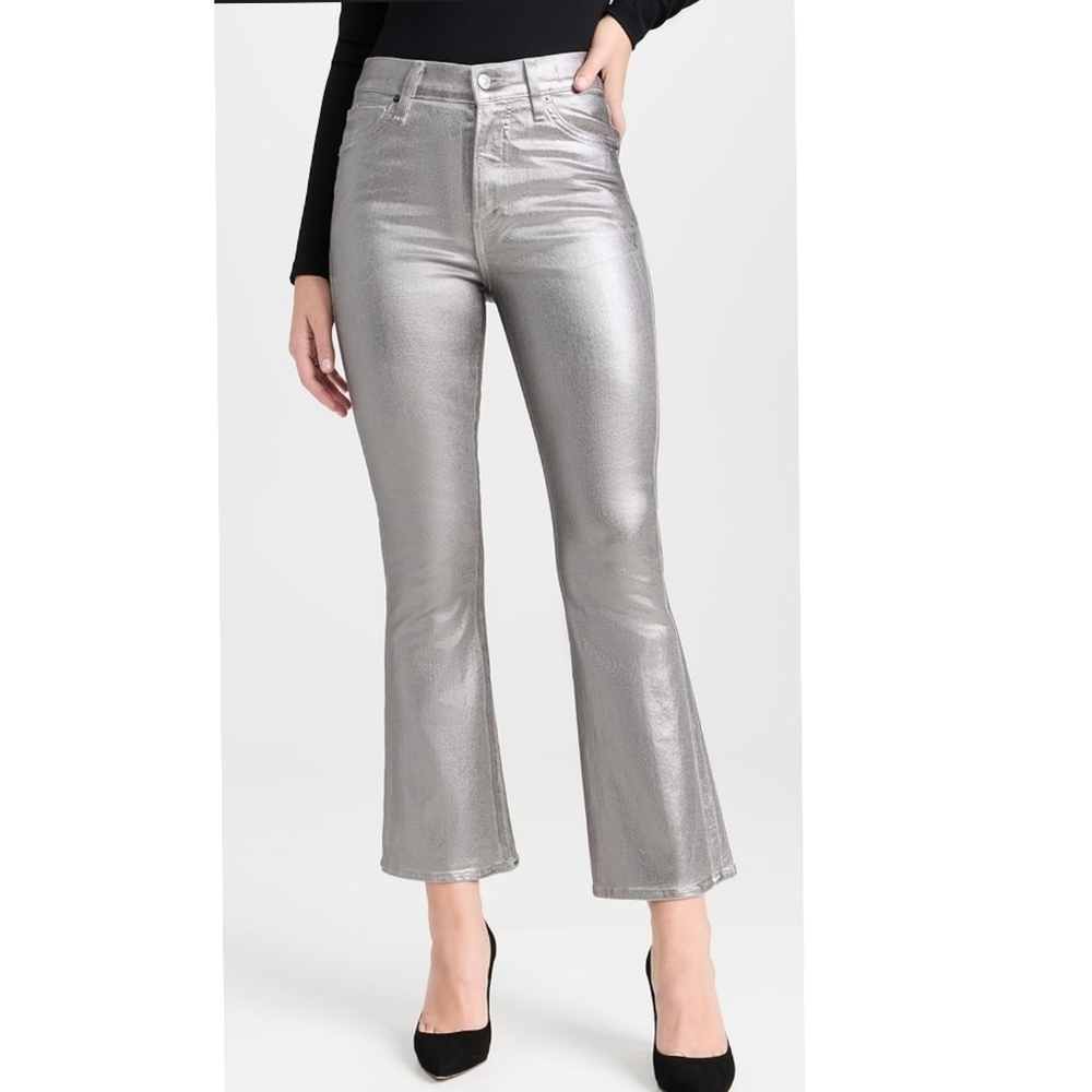 Veronica Beard Carson High Rise Ankle Flare In Light Gunmetal